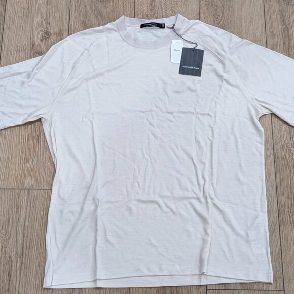 $595 Mens ZEGNA High Performance Wool Crewneck T-Shirt White 54 US 44